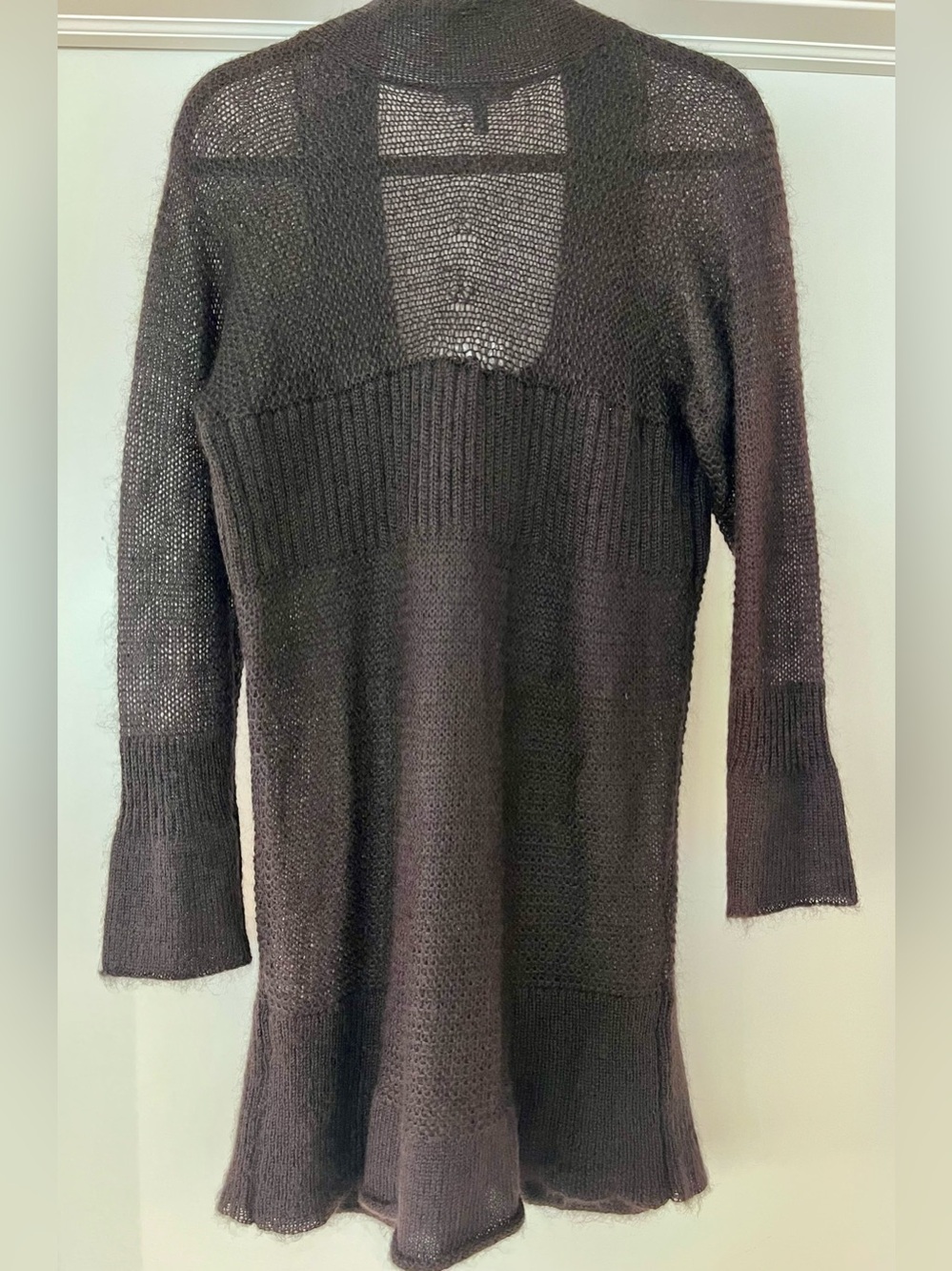 Eileen Fisher Mohair Blend Snap Front Cardigan Sweater M Purple/Charcoal Pockets - Picture 4 of 8